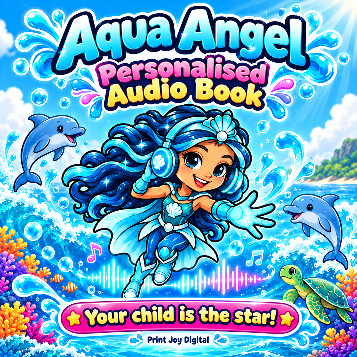 Aqua Angel personalised audiobook cover — Your child is the star