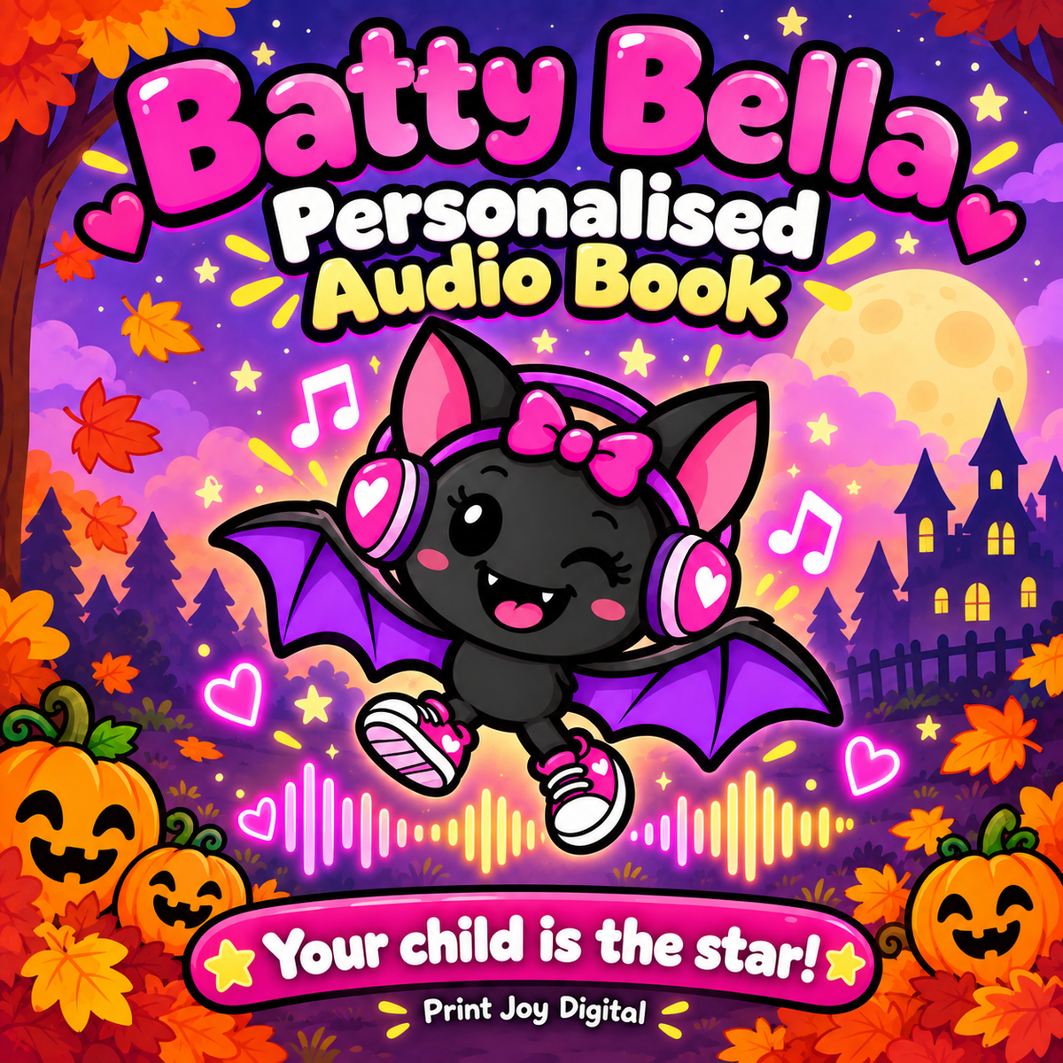 Batty Bella personalised audiobook cover — Your child is the star