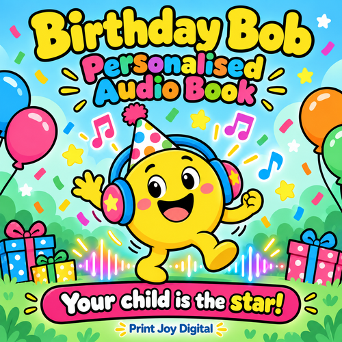 Birthday Bob personalised audiobook cover — Your child is the star