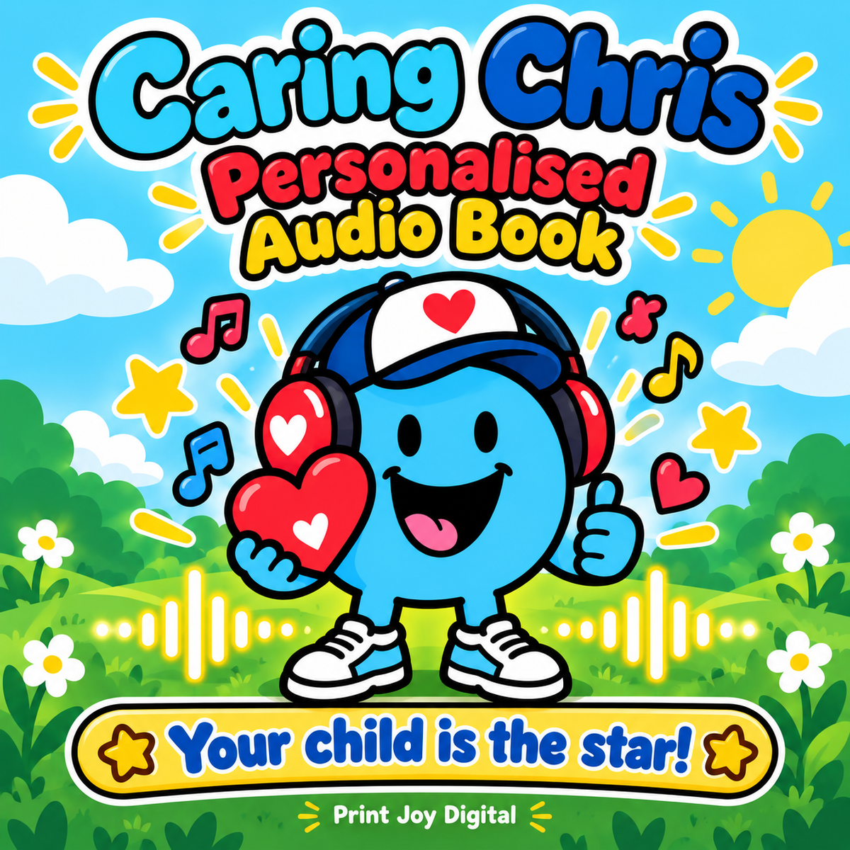 Caring Chris personalised audiobook cover — Your child is the star