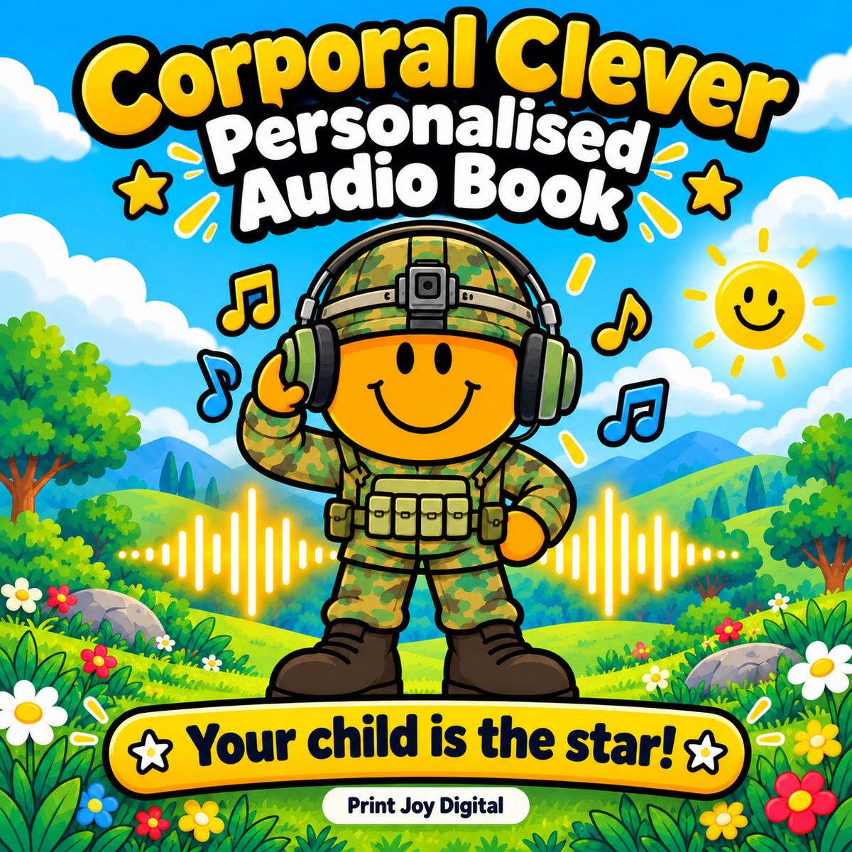 Corporal Clever personalised audiobook cover — Your child is the star