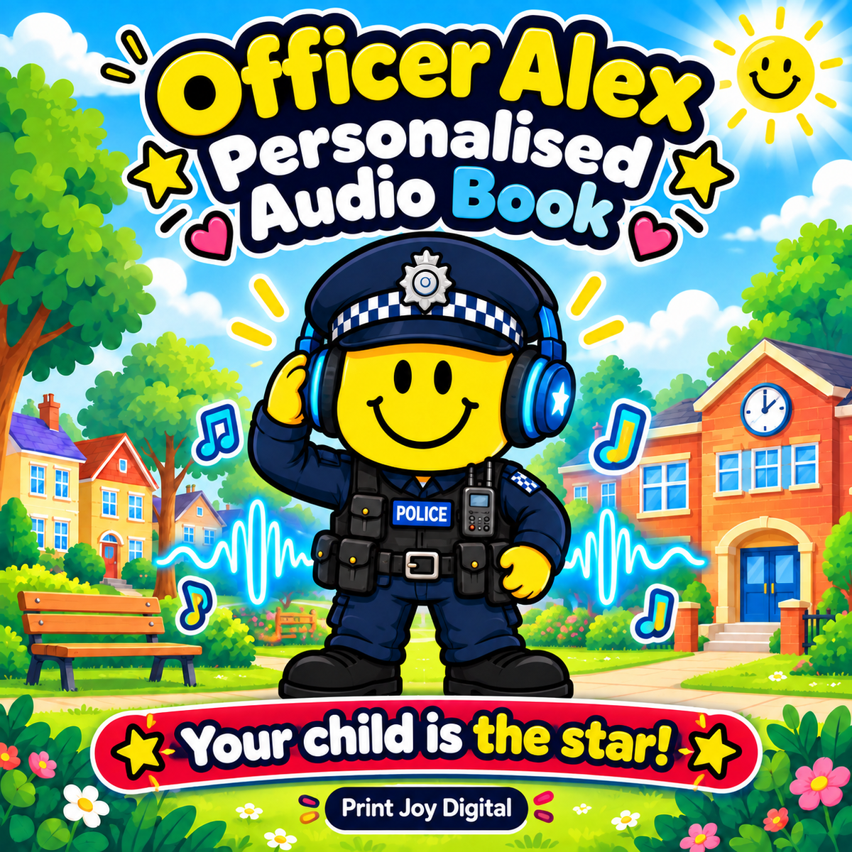 Officer Alex personalised audiobook cover — Your child is the star