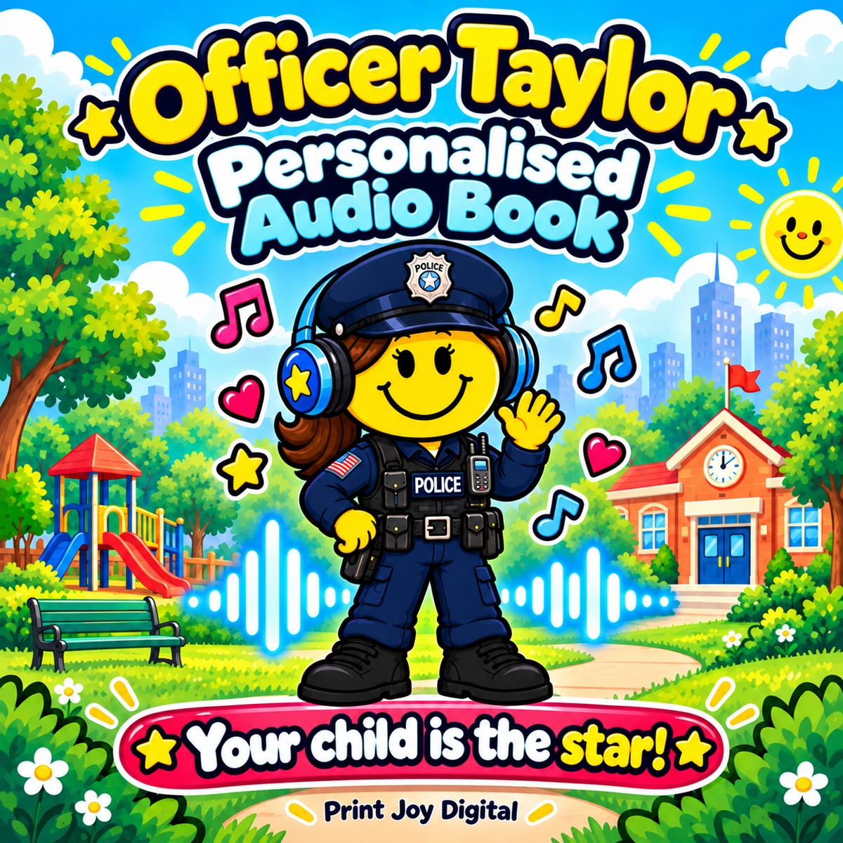Officer Taylor personalised audiobook cover — Your child is the star
