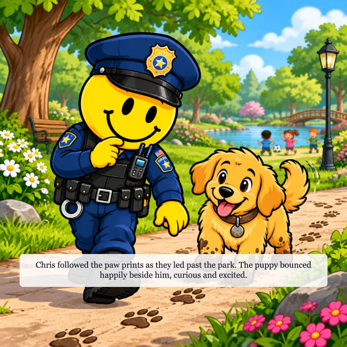 Story preview: Patrolman Chris follows paw prints with the puppy