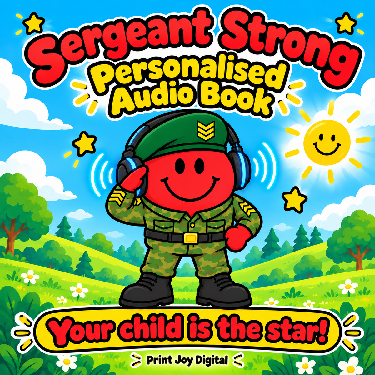 Sergeant Strong personalised audiobook cover — Your child is the star