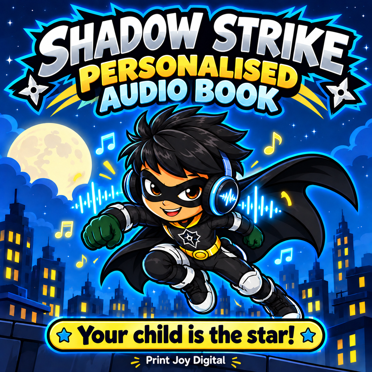 Shadow Strike personalised audiobook cover — Your child is the star