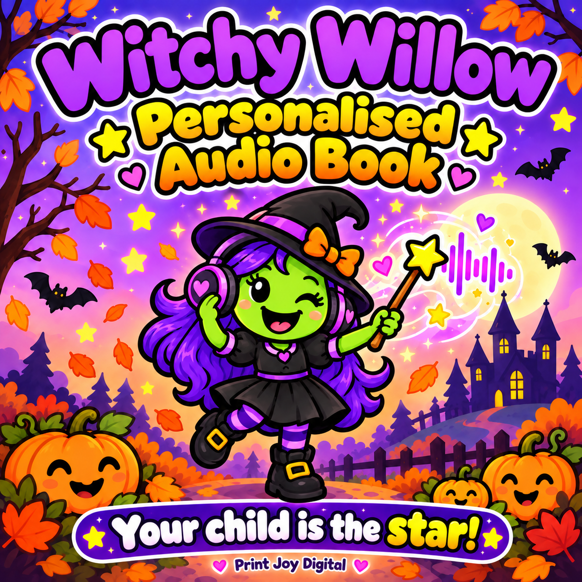 Witchy Willow personalised audiobook cover — Your child is the star